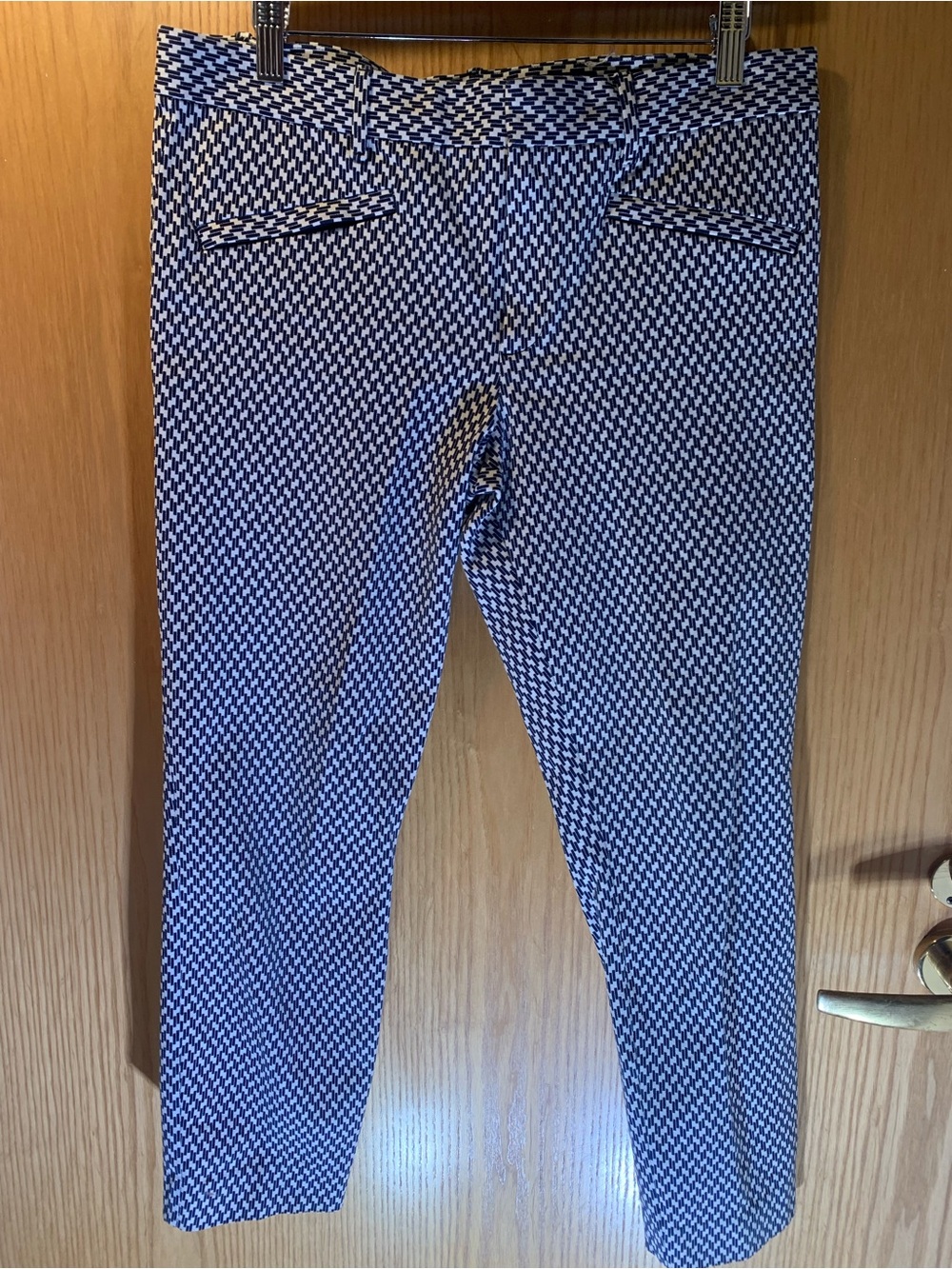 GAP Navy and White Geometric Cotton Slim Pants - Size 12